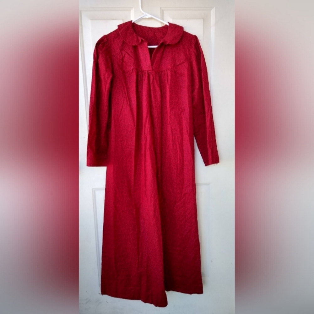 Handmade Long Sleeve Dress Maxi Vintage Prairie Festival Red Black Small Medium